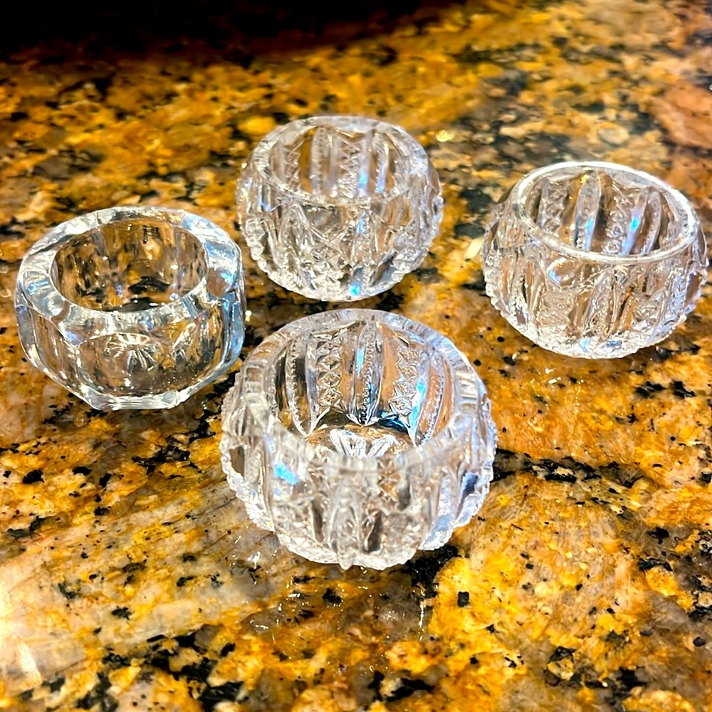 Antique Set Of 4 Cut Crystal Salts, Open Salt Cellers. EUC